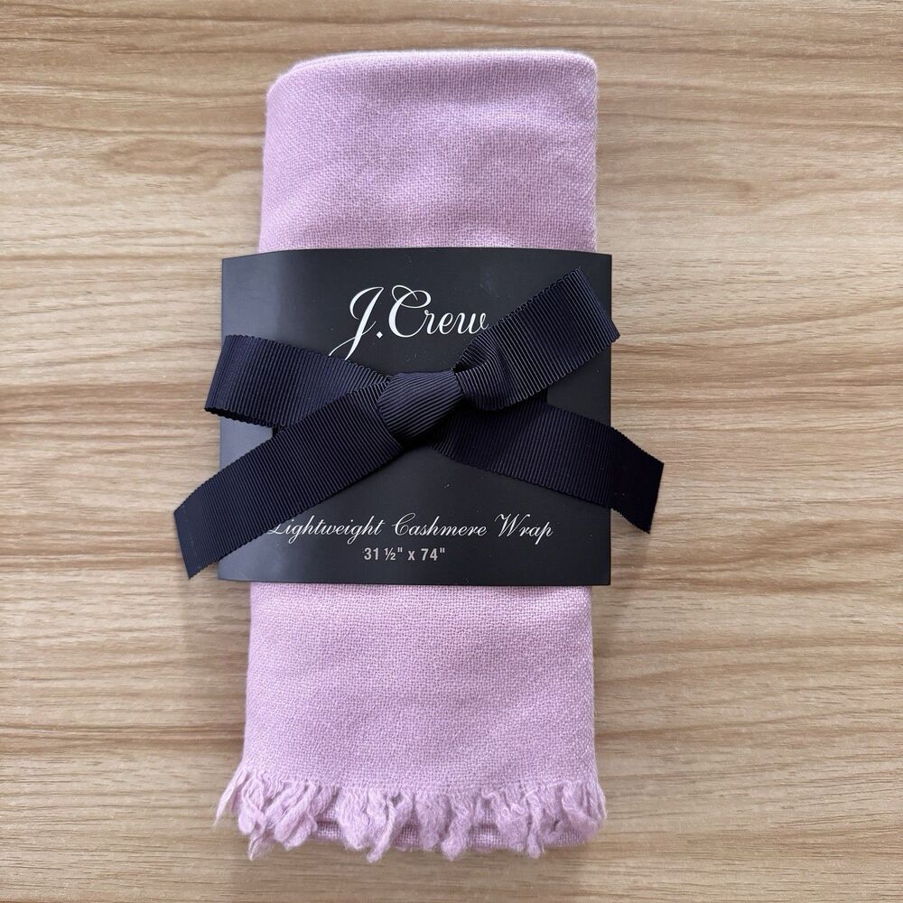 NWT J. Crew Cashmere Wrap Sweater 31.5" x 74" Pink Knit Fringe Layer Open Drapey